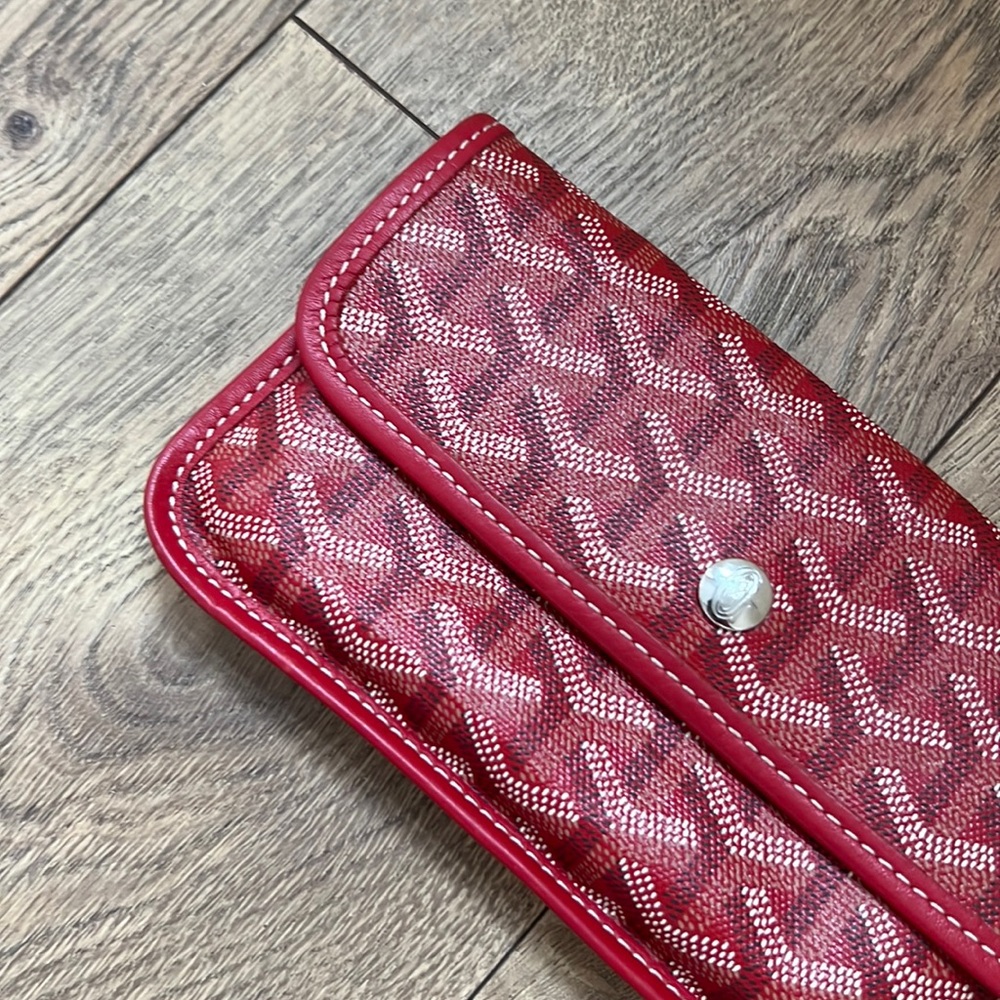 authentic GOYARD Goyardine Pouch in Red